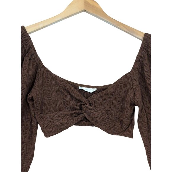 Altard State Crop Knit Bandeau Top Womens XS Brown Balloon Sleeve Boho Festival - Picture 3 of 8